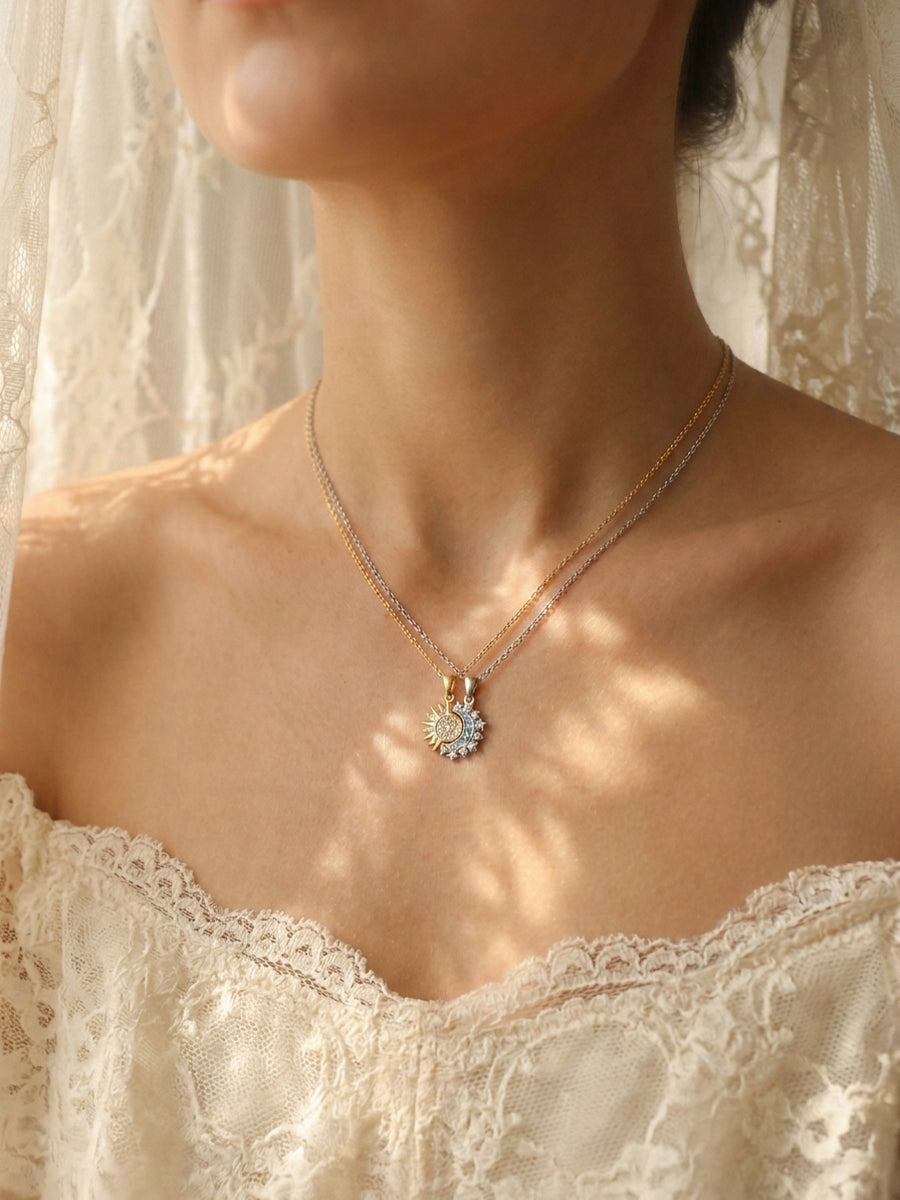 Moon & Sun Necklace Set