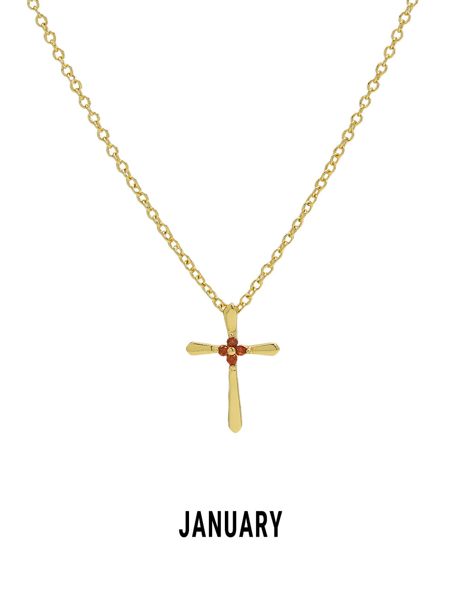 Promise Cross Birthstone Necklace