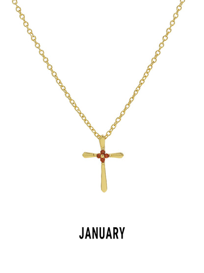Promise Cross Birthstone Necklace