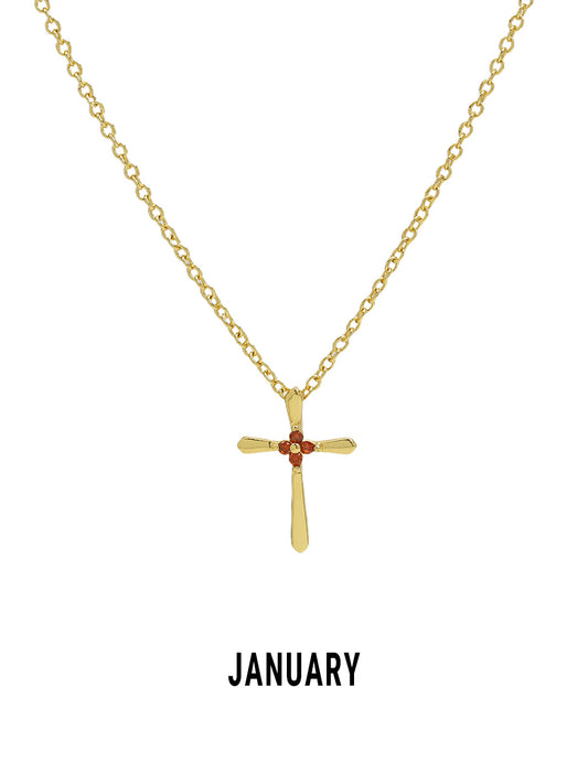 Promise Cross Birthstone Necklace