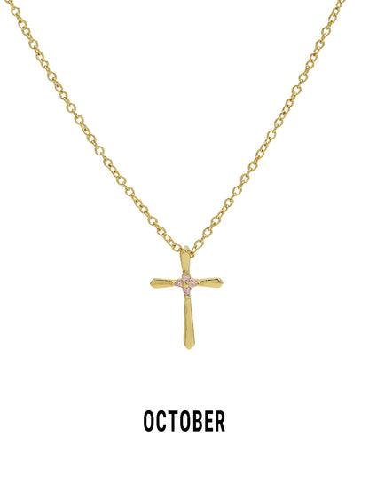 Promise Cross Birthstone Necklace