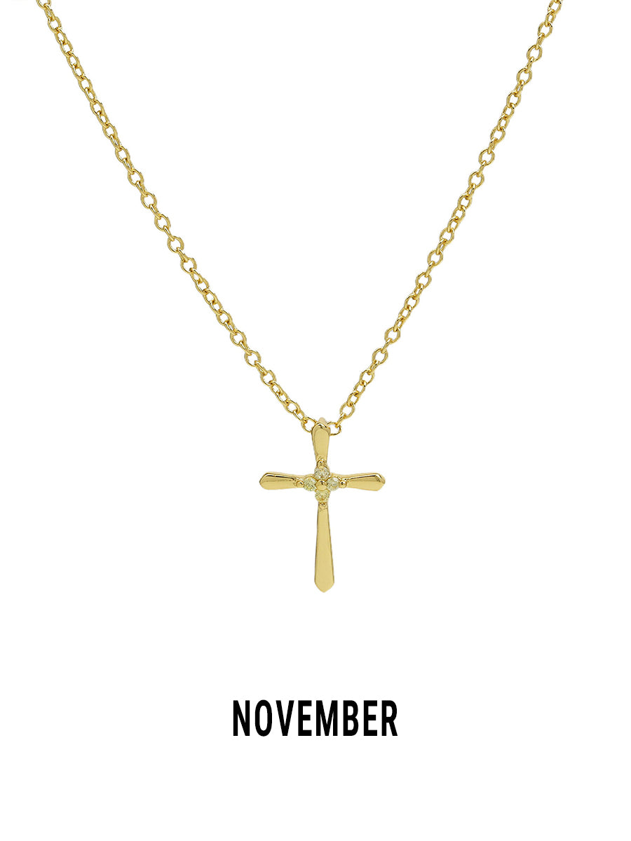 Promise Cross Birthstone Necklace
