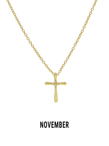 Promise Cross Birthstone Necklace