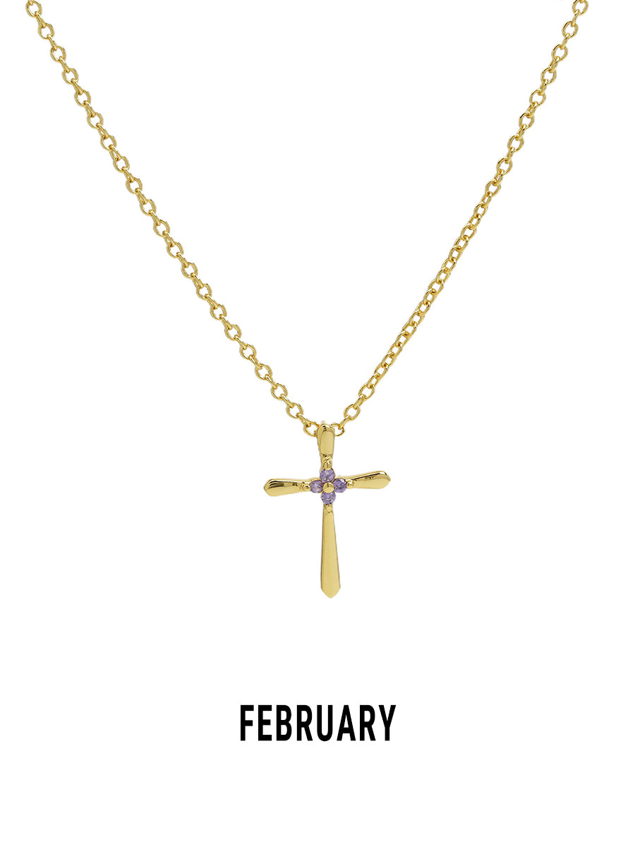 Promise Cross Birthstone Necklace