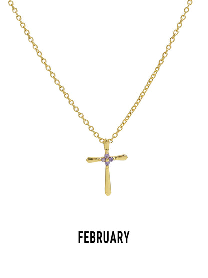Promise Cross Birthstone Necklace