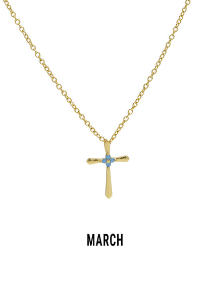 Promise Cross Birthstone Necklace