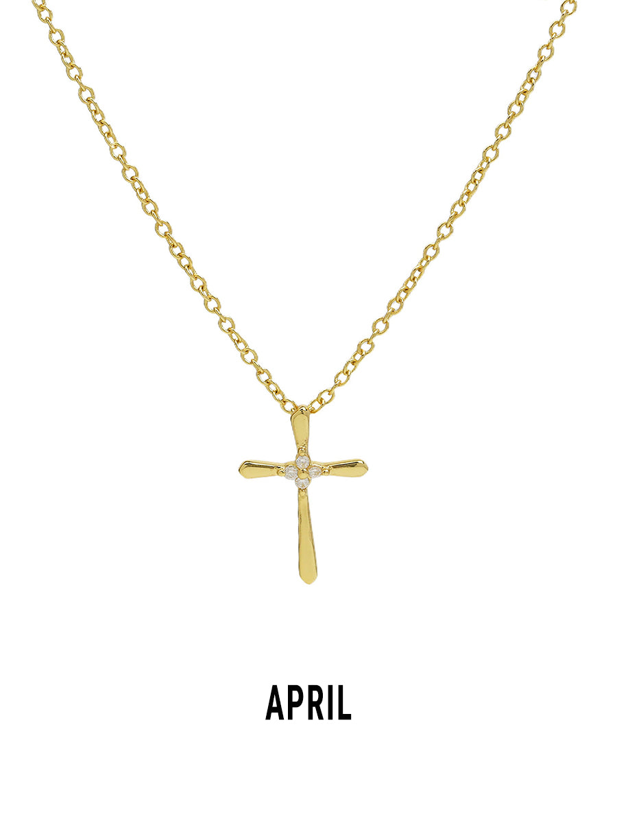 Promise Cross Birthstone Necklace
