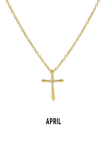 Promise Cross Birthstone Necklace