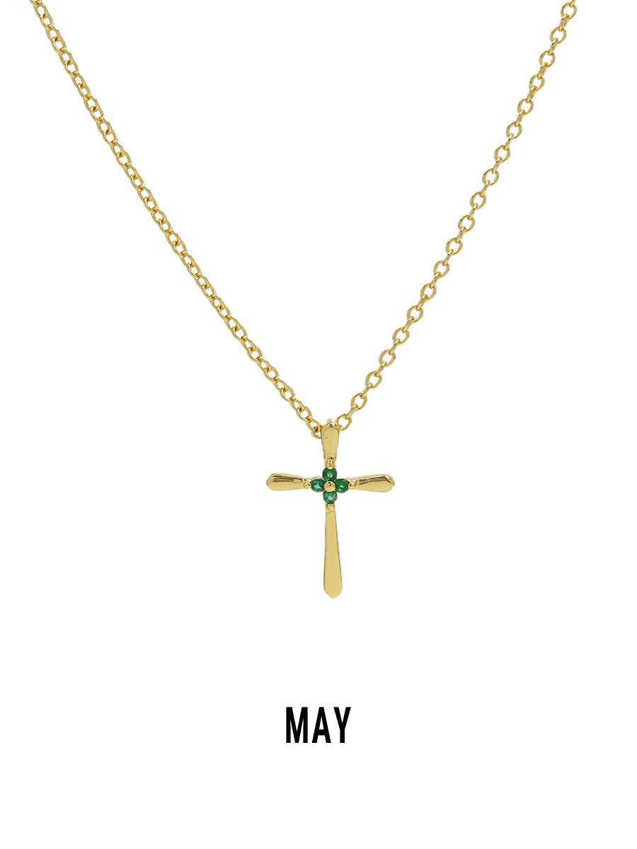 Promise Cross Birthstone Necklace