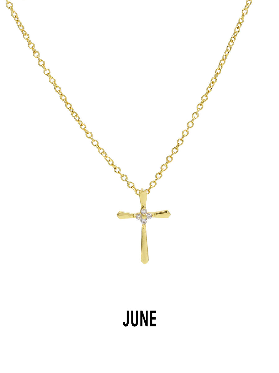 Promise Cross Birthstone Necklace