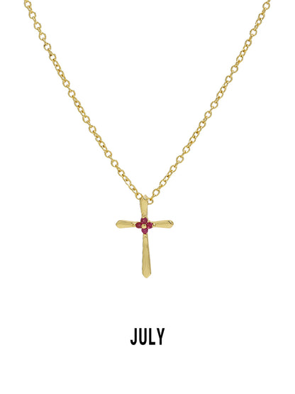 Promise Cross Birthstone Necklace