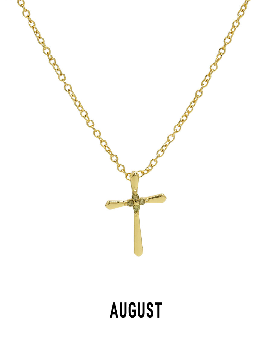 Promise Cross Birthstone Necklace